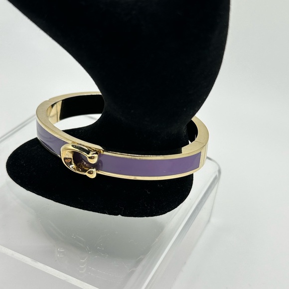 COACH Signature C Logo Bangle Bracelet in Purple and Gold - Picture 3 of 4